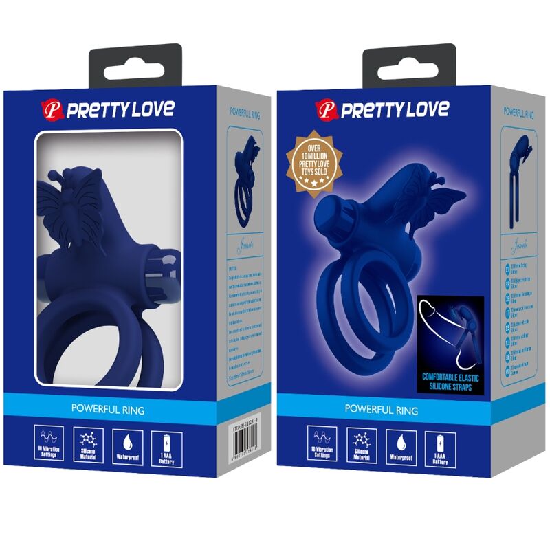 Anneau Vibrant Double Jamele Papillon Bleu - Pretty Love
