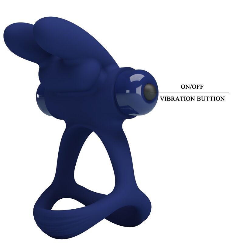 Anneau Pénien Vibrant Francisco Double Lapin Bleu - Pretty Love