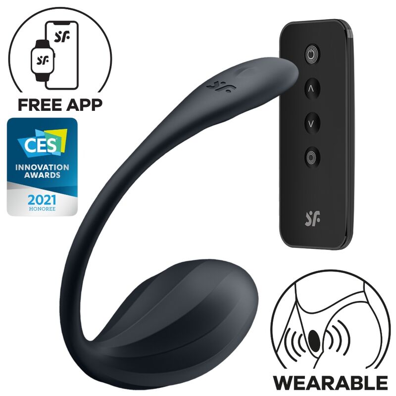 Œuf Vibrant Connecté Ribbed Petal Noir - Satisfyer
