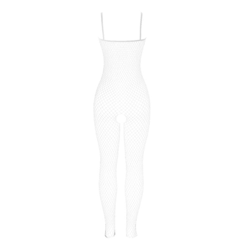 Bodystocking Résille Blanc Entrejambe Ouvert Nœuds - Subblime - SUBBLIME BODYSTOCKINGS
