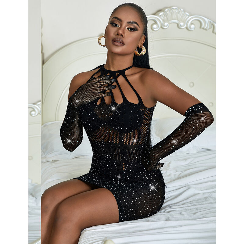 Robe réseille avec strass noir taille unique - Subblime - SUBBLIME DRESSES