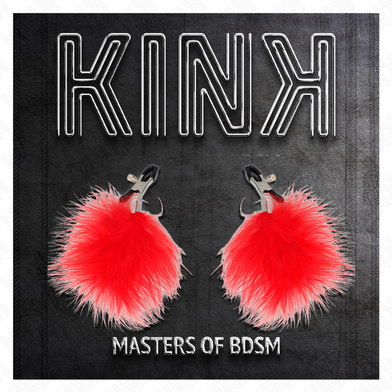 KINK – Pince à tétons avec plumes rouge