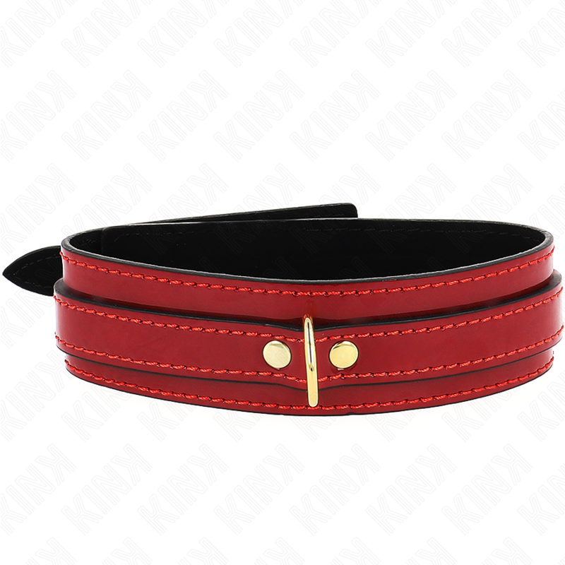 Collier BDSM Ajustable Rouge Vin Détails Dorés - KINK - KINK COLLAR & GAG