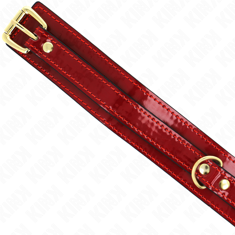 Collier BDSM Ajustable Rouge Vin Détails Dorés - KINK - KINK COLLAR & GAG
