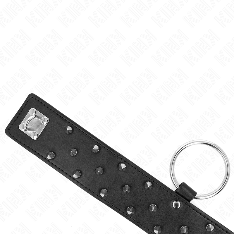 Collier avec Laisse Clous Argentés Réglable 65cm - KINK - KINK COLLAR & GAG