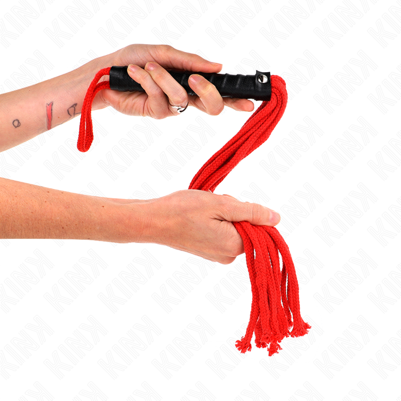 KINK - Mini Fouet BDSM avec Corde Rouge - 56 cm