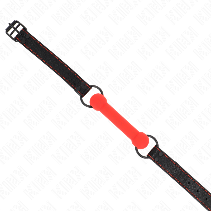 Gag à Embout Os Sangle Cuirette Rouge Ajustable - KINK