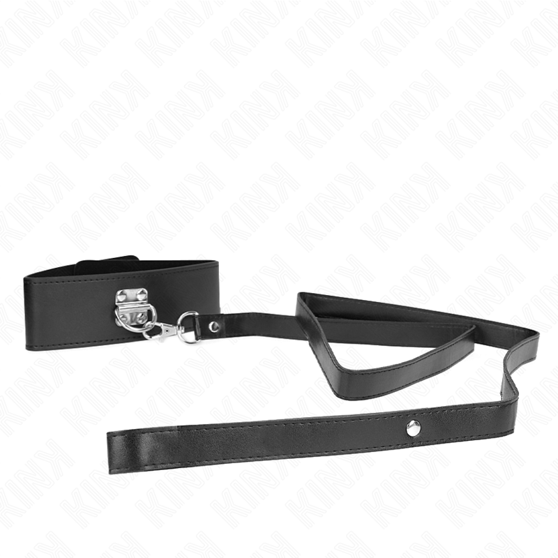 Collier BDSM avec Laisse 116cm Réglable Noir - KINK - KINK COLLAR & GAG
