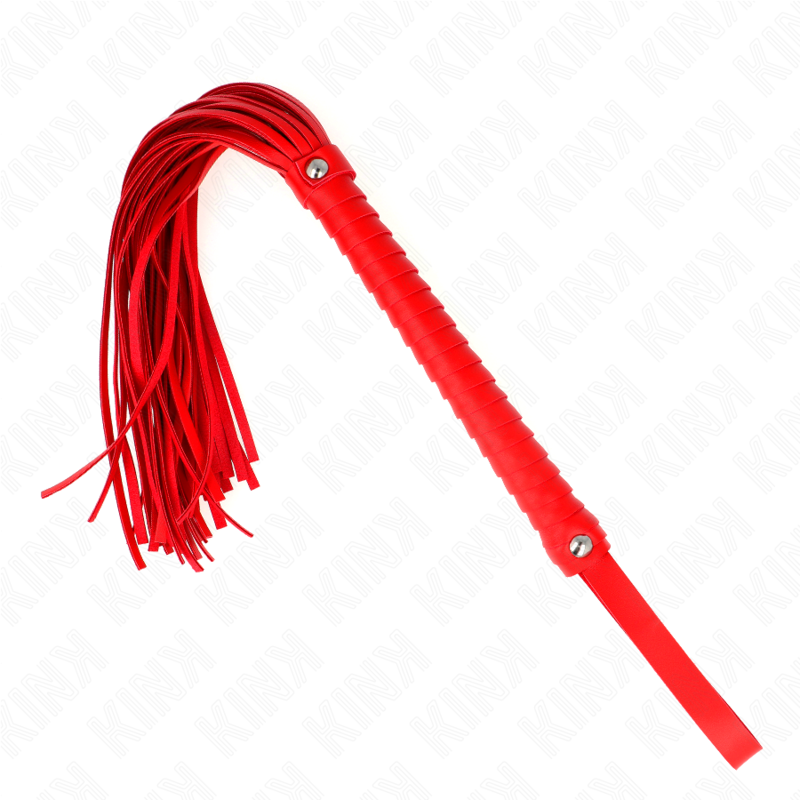 KINK - Fouet BDSM Rouge avec Manche Texturé - 48,5 cm