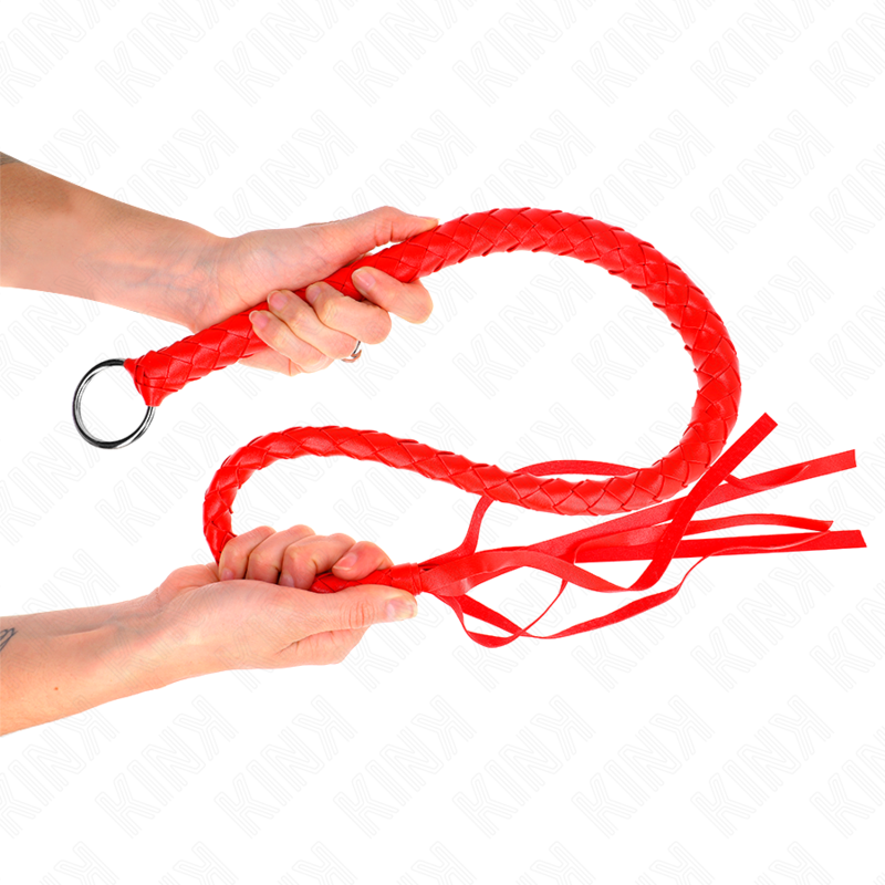 KINK - Fouet BullWhip BDSM avec anneau Rouge - 65 cm