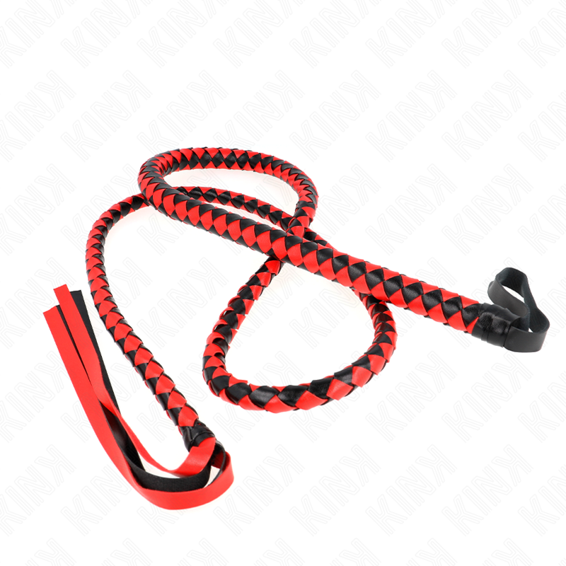 KINK - Fouet BullWhip BDSM Rouge et Noir - 210 cm