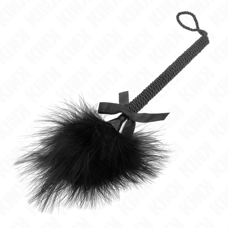 Baguette en corde de nylon avec plumes et nœud noir 25 cm - Kink - KINK IMPACT & TOUCH