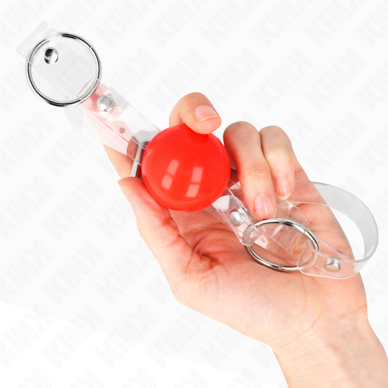 Ball Gag Balle PVC Transparente Rouge 4cm - KINK - KINK COLLAR & GAG