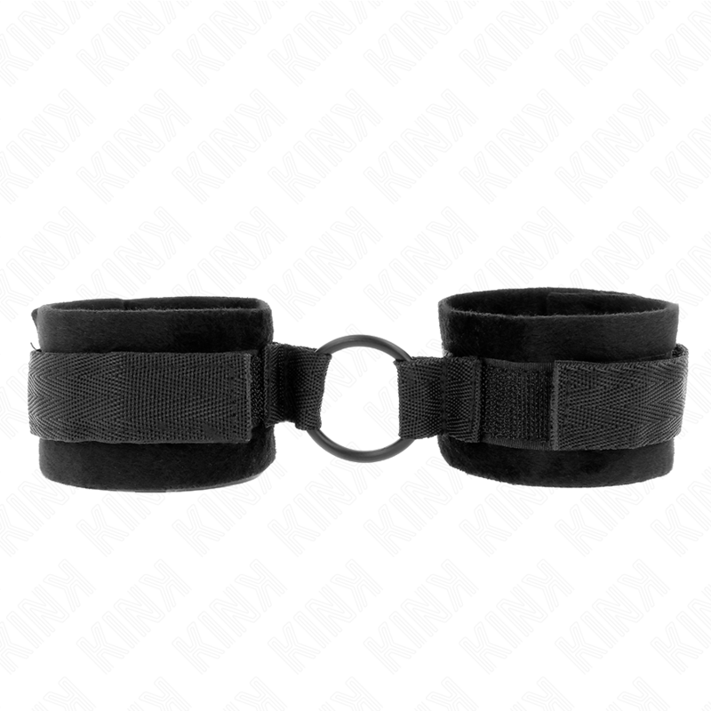 Manchettes BDSM Fourrure Débutant Noir Ajustable - Kink - KINK WRIST RESTRAINT