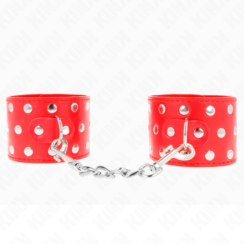 Menottes Poignets Rivets Rouge Ajustable 19-24cm - KINK - KINK WRIST RESTRAINT