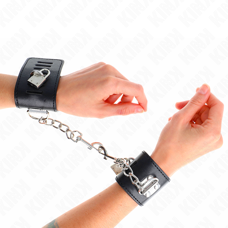 Menottes Cuir Appui-Poignets Cadenas Noir Ajustable - Kink - KINK WRIST RESTRAINT