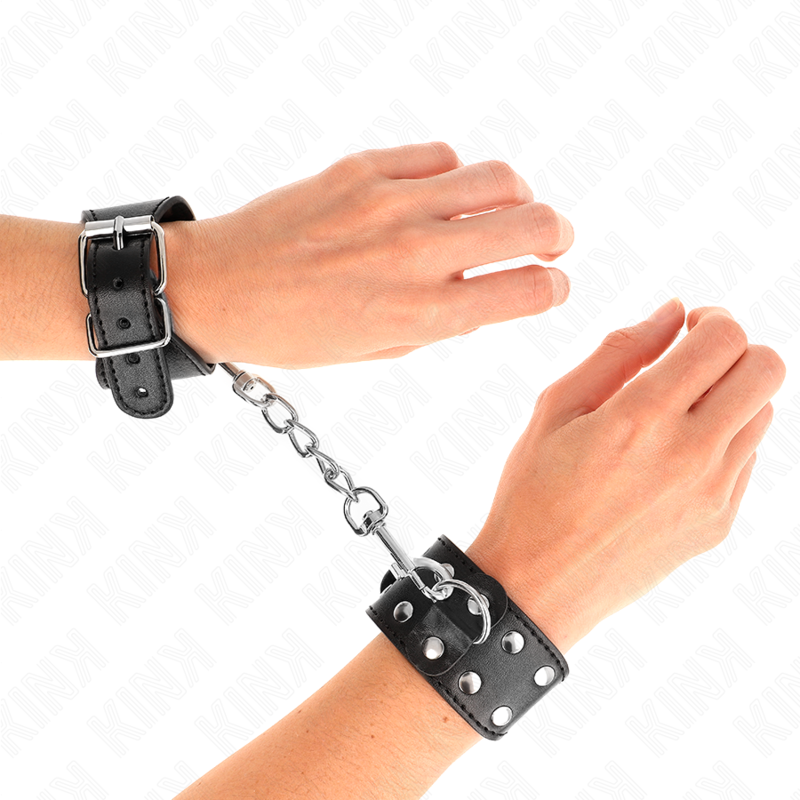 Bracelets BDSM Double Ligne Clous Réglables Noir - KINK - KINK WRIST RESTRAINT