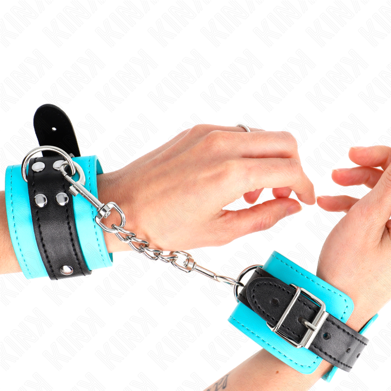 Bracelets de Contrainte Doublés Fourrure Bleu Ajustables - KINK - KINK WRIST RESTRAINT