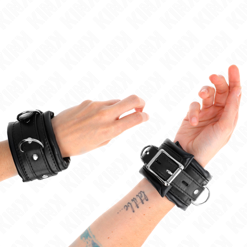 Menottes BDSM Fourrure Noire Réglables 20-30cm - KINK - KINK WRIST RESTRAINT