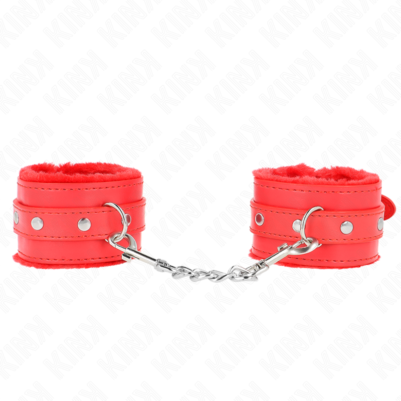 Bracelets BDSM Premium Rouge Fourrure Réglable 17-29cm - KINK - KINK WRIST RESTRAINT