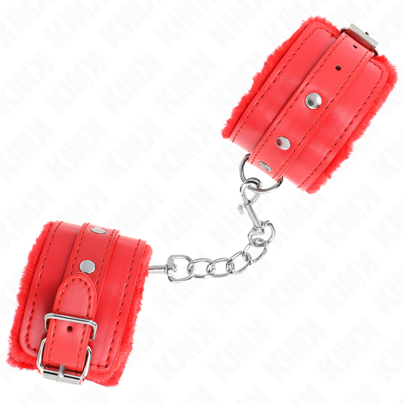 Bracelets BDSM Premium Rouge Fourrure Réglable 17-29cm - KINK - KINK WRIST RESTRAINT