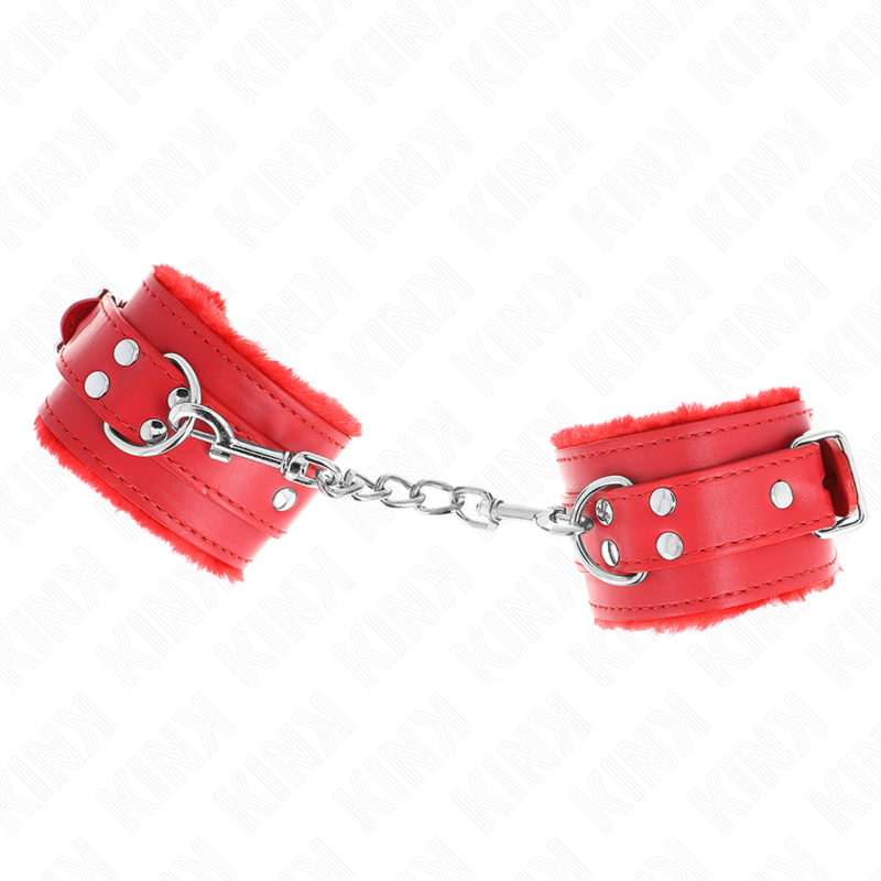 Menottes BDSM Poignets Fourrure Rouge Réglables - KINK - KINK WRIST RESTRAINT