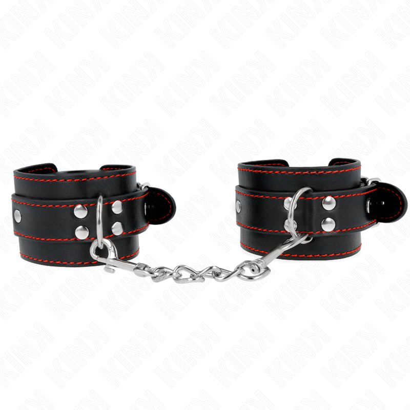 Menottes Poignets Kink Noir Doublure Rouge Réglable - Kink - KINK WRIST RESTRAINT