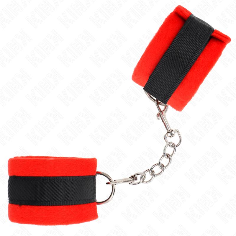 Manchettes BDSM Débutant en Fourrure Noir-Rouge - KINK - KINK WRIST RESTRAINT
