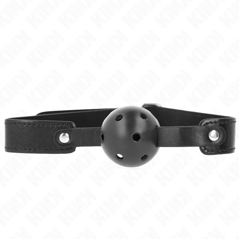 Balle de gag respirante noire 4,5 cm avec sangle 65 cm - Kink - KINK COLLAR & GAG