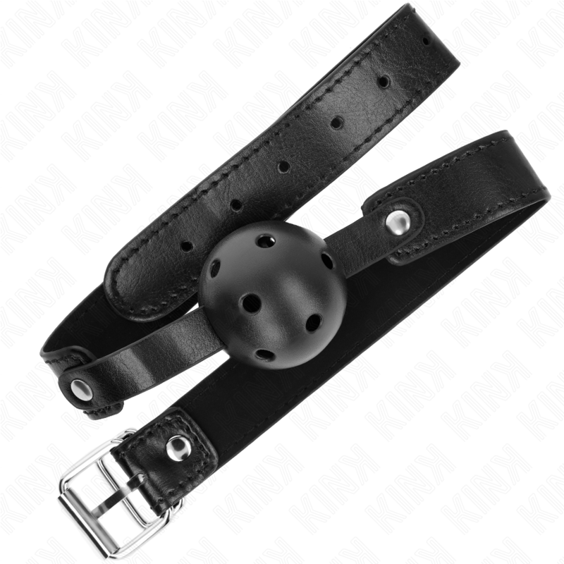 Balle de gag respirante noire 4,5 cm avec sangle 65 cm - Kink - KINK COLLAR & GAG