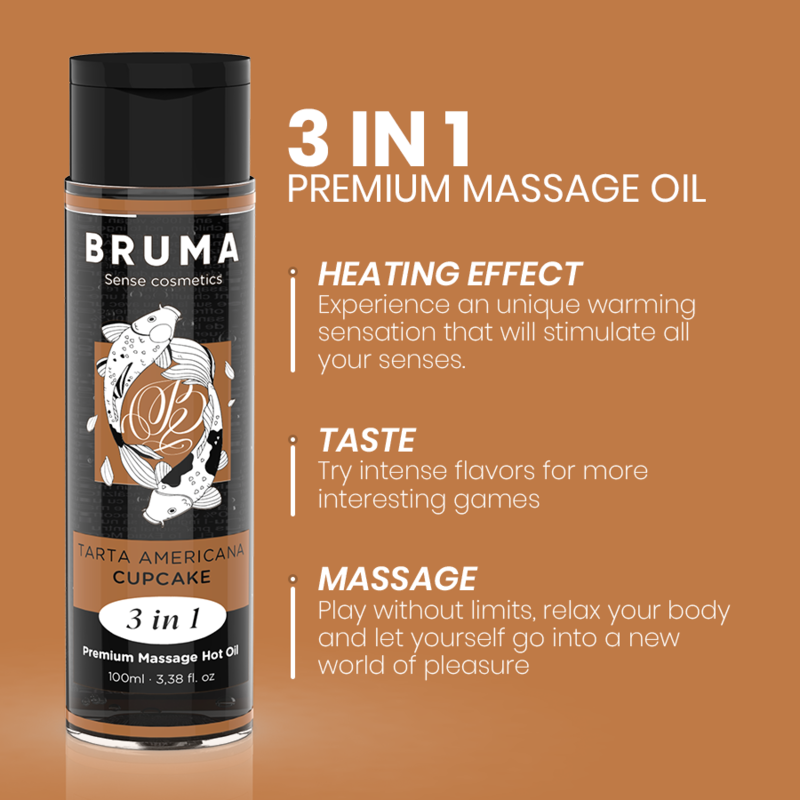 Huile Massage Chauffante Premium Cupcake 3en1 100ml - Bruma