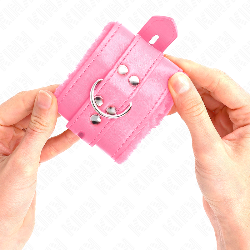 Bracelets Contrainte Fourrure Rose Réglables 17-29cm - KINK - KINK WRIST RESTRAINT