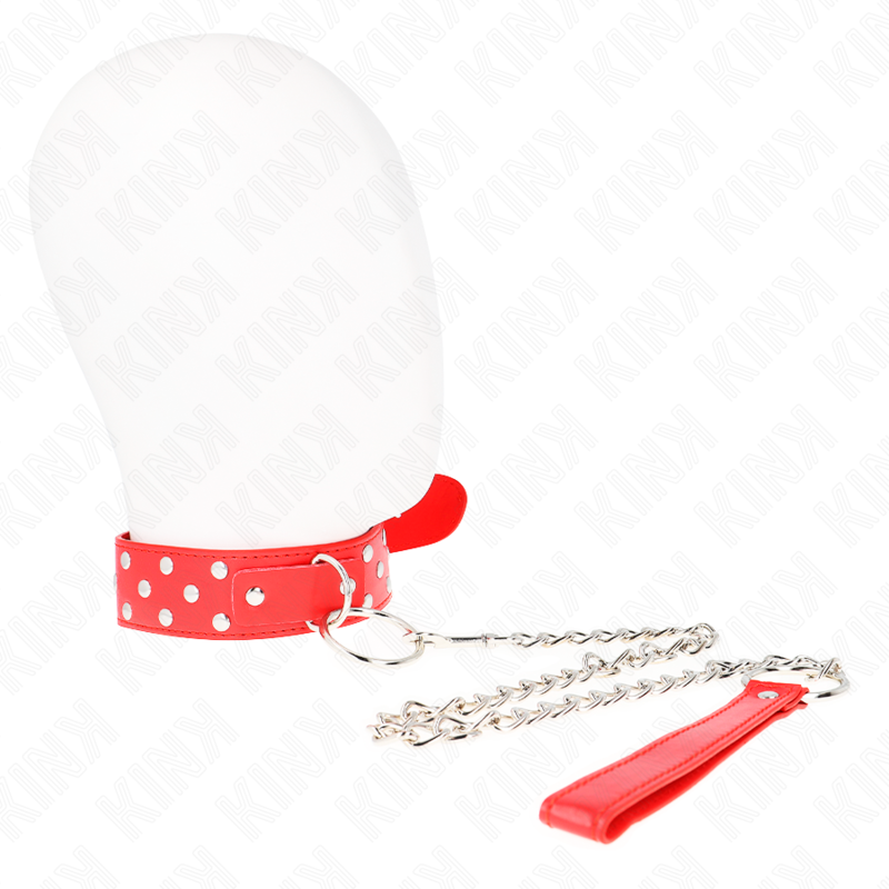 Collier BDSM Rivet Anneau Rouge 65 cm Ajustable - KINK - KINK COLLAR & GAG