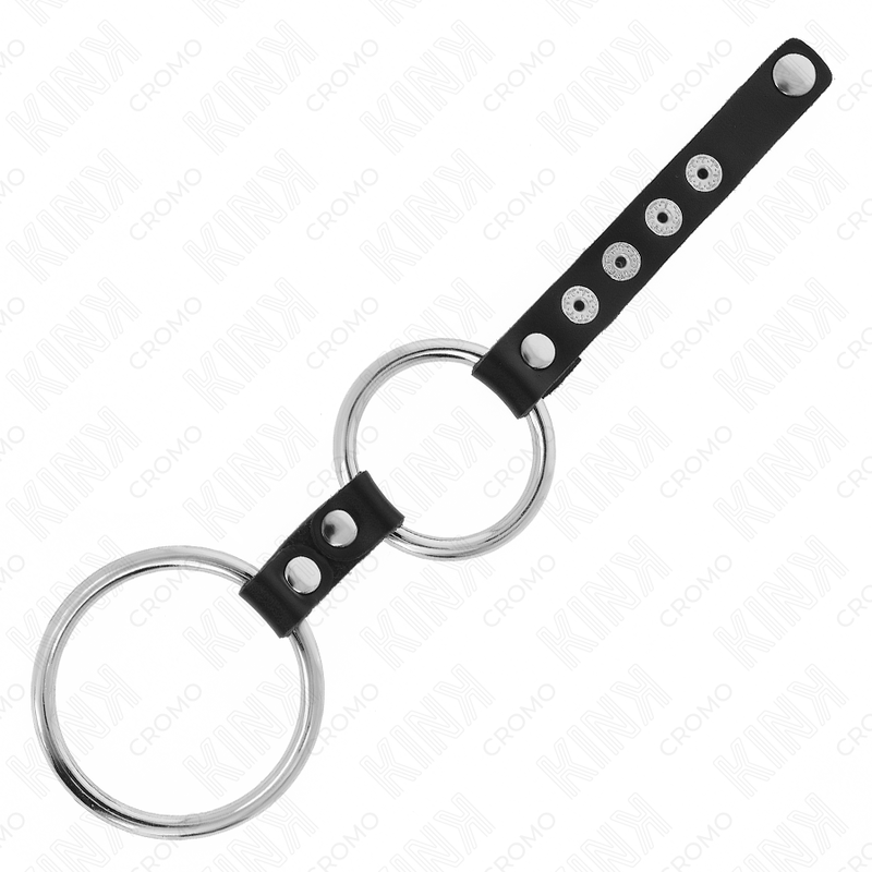 Double anneau pénien métal 3,8-5 cm connecté cuir - Kink - KINK RING POWER