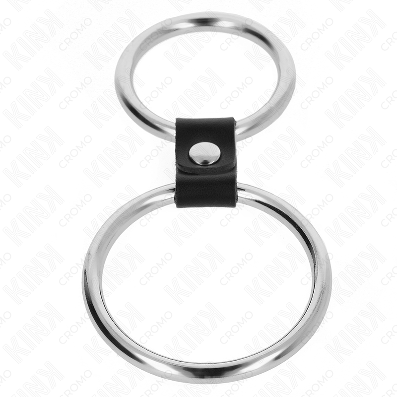 Anneau Pénien Double Métal Cuir Réglable 3,7-5cm - KINK - KINK RING POWER