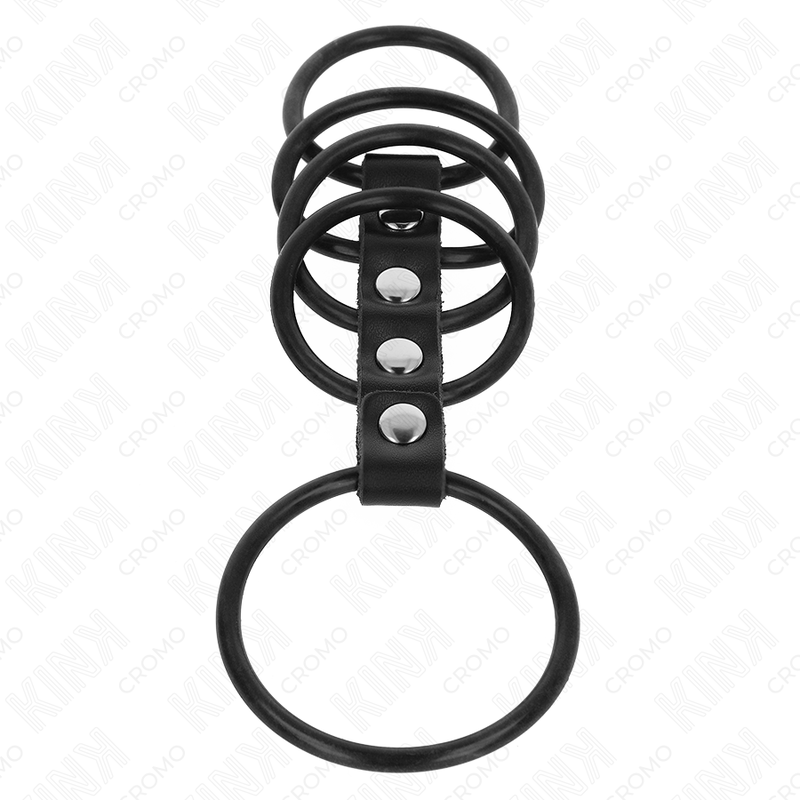 Anneaux péniens connectés en silicone et cuir 3,8-4,8 cm - Kink - KINK RING POWER