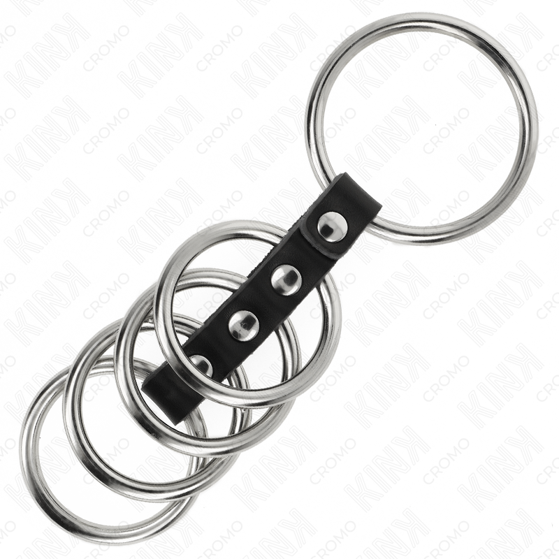 Anneaux Péniens Set 5 Anneaux Métal et Cuir 3,7-5cm - KINK - KINK RING POWER