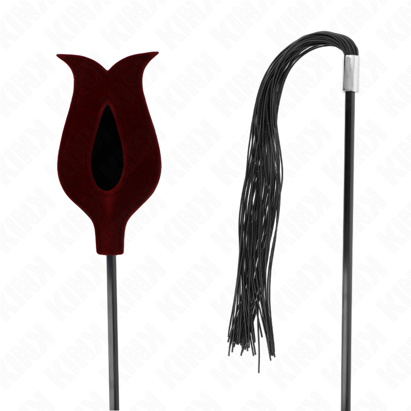 KINK - Paddle en Forme de Rose avec Martinet Noir - 45 cm