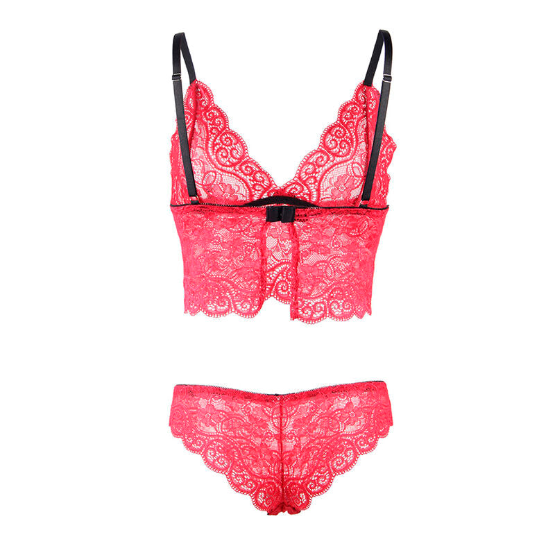 Chemisier de nuit en soie et dentelle + culotte rouge L/XL - Subblime - SUBBLIME SETS