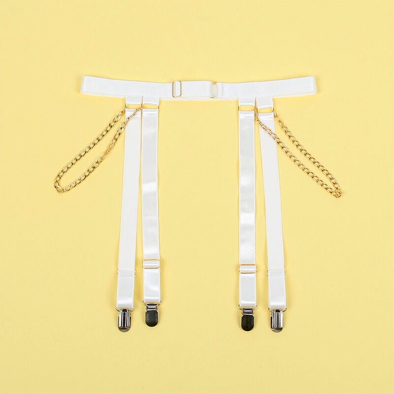 Body avec chaînes et porte-jarretelles blanc S/M - Subblime - SUBBLIME BODIES