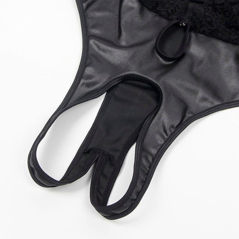 Body sexy avec porte-jarretelles noir taille L/XL - Subblime
