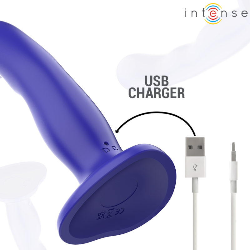 Vibromasseur Shorty Bleu avec Ventouse et Télécommande - Intense