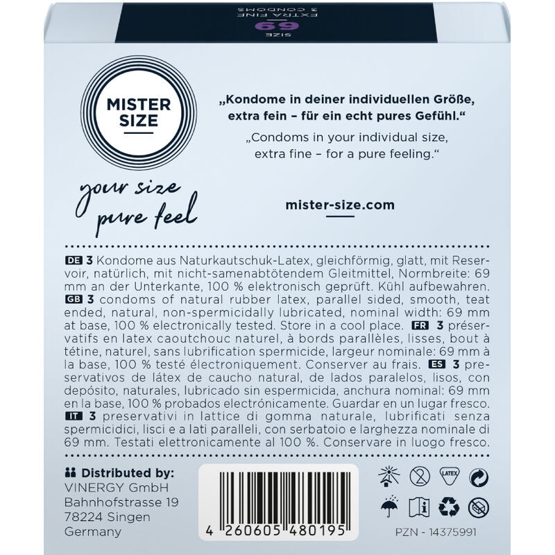 Mister Size – Préservatifs Grande Taille XXXL 69 mm Ultra Confort – 3 unités