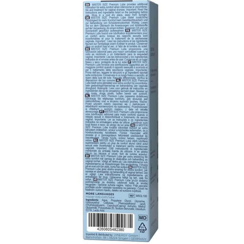 Lubrifiant premium à base d'eau 100 ml - Mister Size - MISTER SIZE