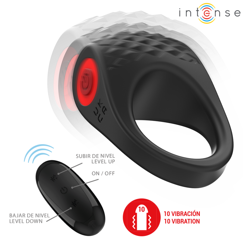 Anneau Vibrant Clover 10 Vibrations Noir - Intense