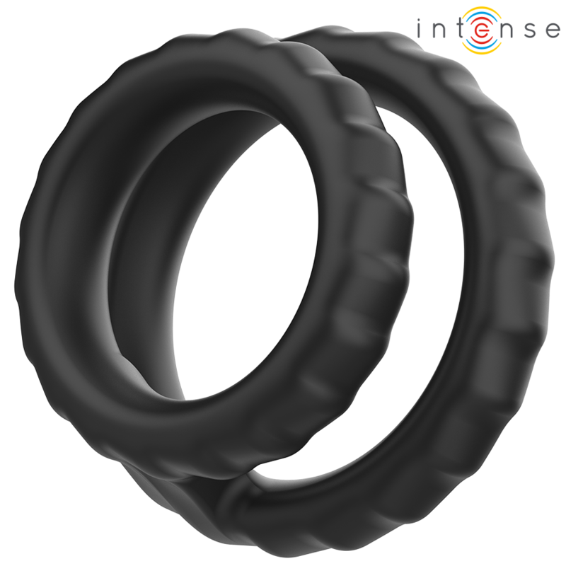Anneau Pénien Double Dewey Silicone Noir - Intense