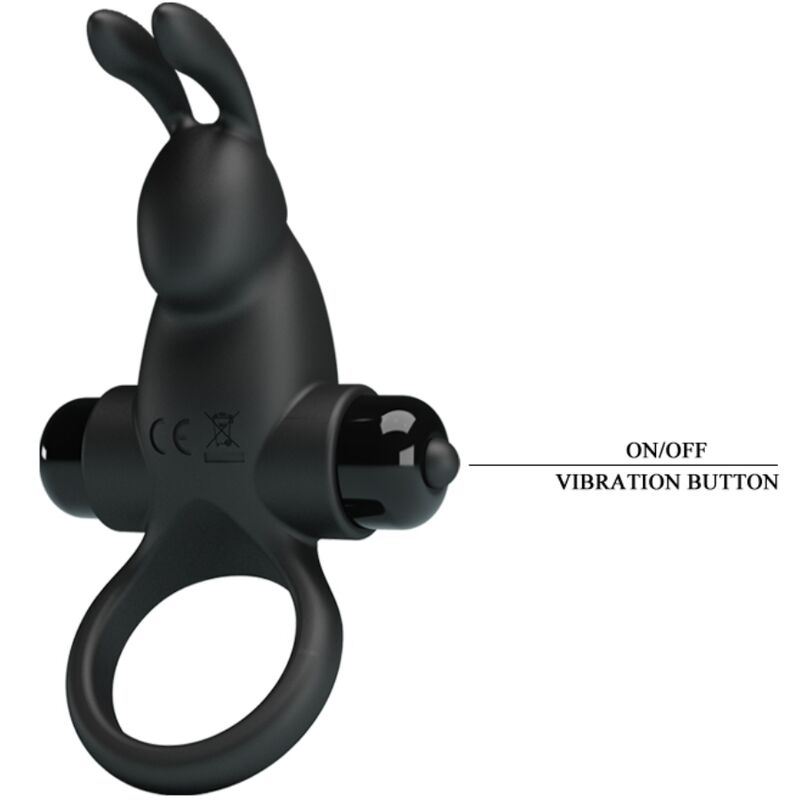 Anneau Vibrant Double Stimulation Rabbit Noir - Pretty Love