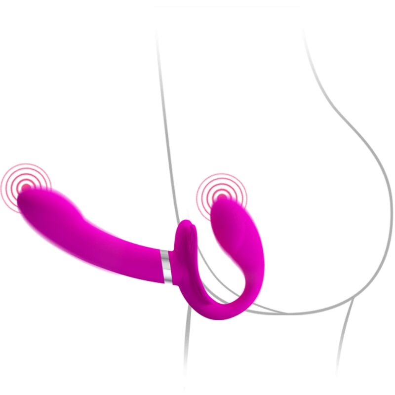 Strap-on Vibrant Double Valérie 12 Vibrations Violet - Pretty Love