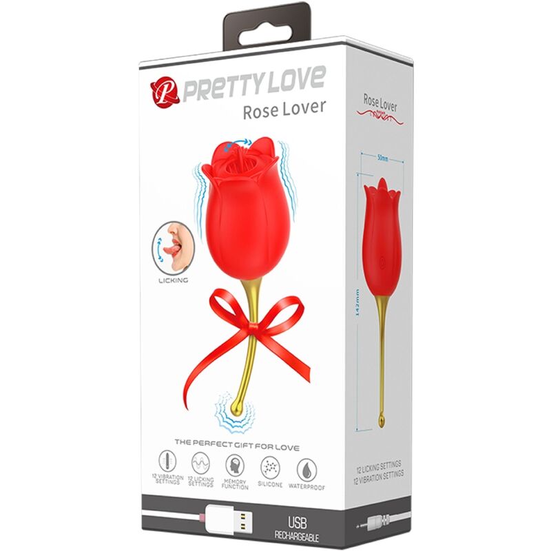 Stimulateur Clitoris Rose Lover 12 Vibrations Rouge - Pretty Love