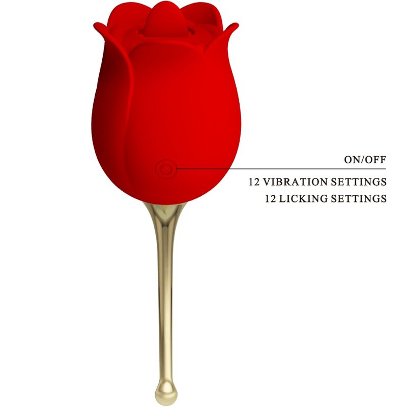 Stimulateur Clitoris Rose Lover 12 Vibrations Rouge - Pretty Love